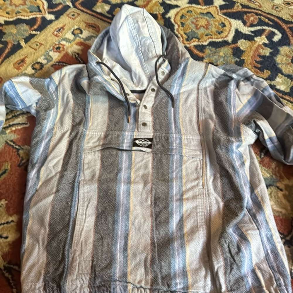 Quicksilver surf jacket men’s large blue stripes
